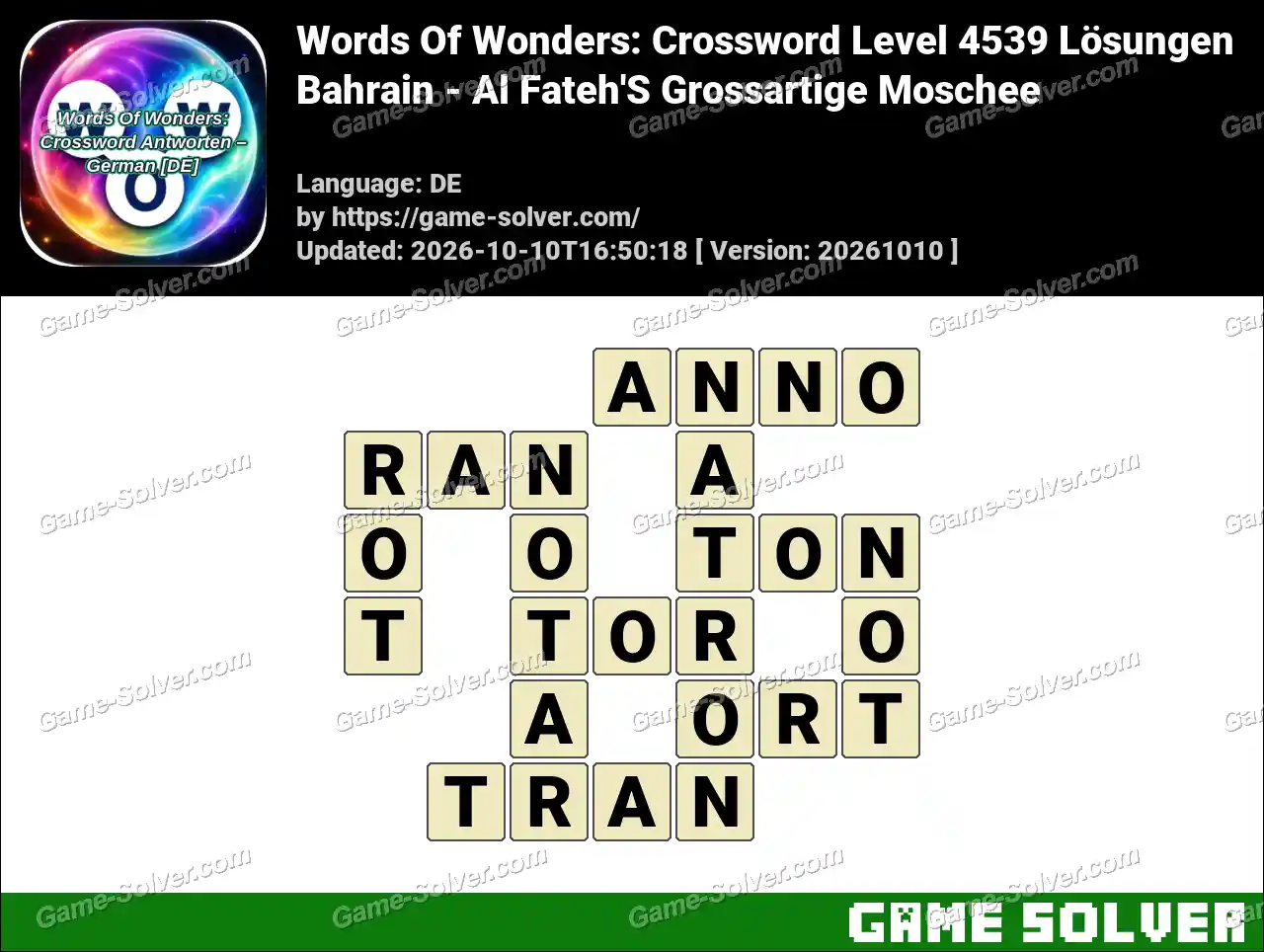 Words Of Wonders: Crossword Level 4539 Lösungen – Bahrain – Al Fateh’S Grossartige Moschee